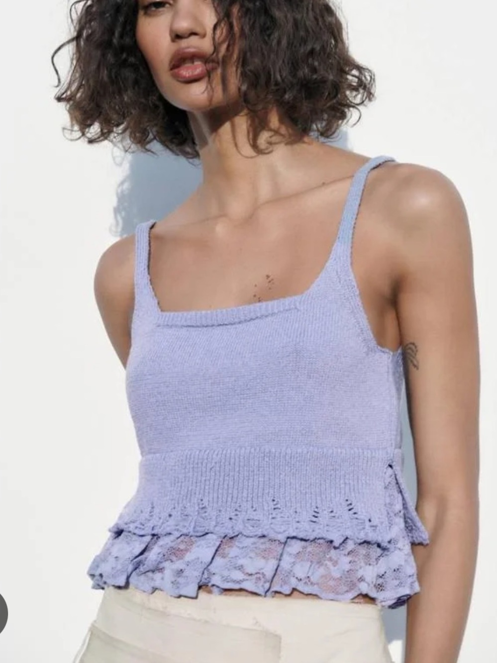 Zara Lilac Lace Knit Top